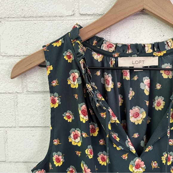 LOFT Green Flowered Sleeveless Dress - Picture 5 of 10